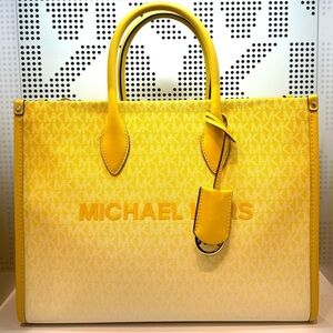 Michael Kors Mirella Medium Ombré Logo Tote Bag Daisy Yellow